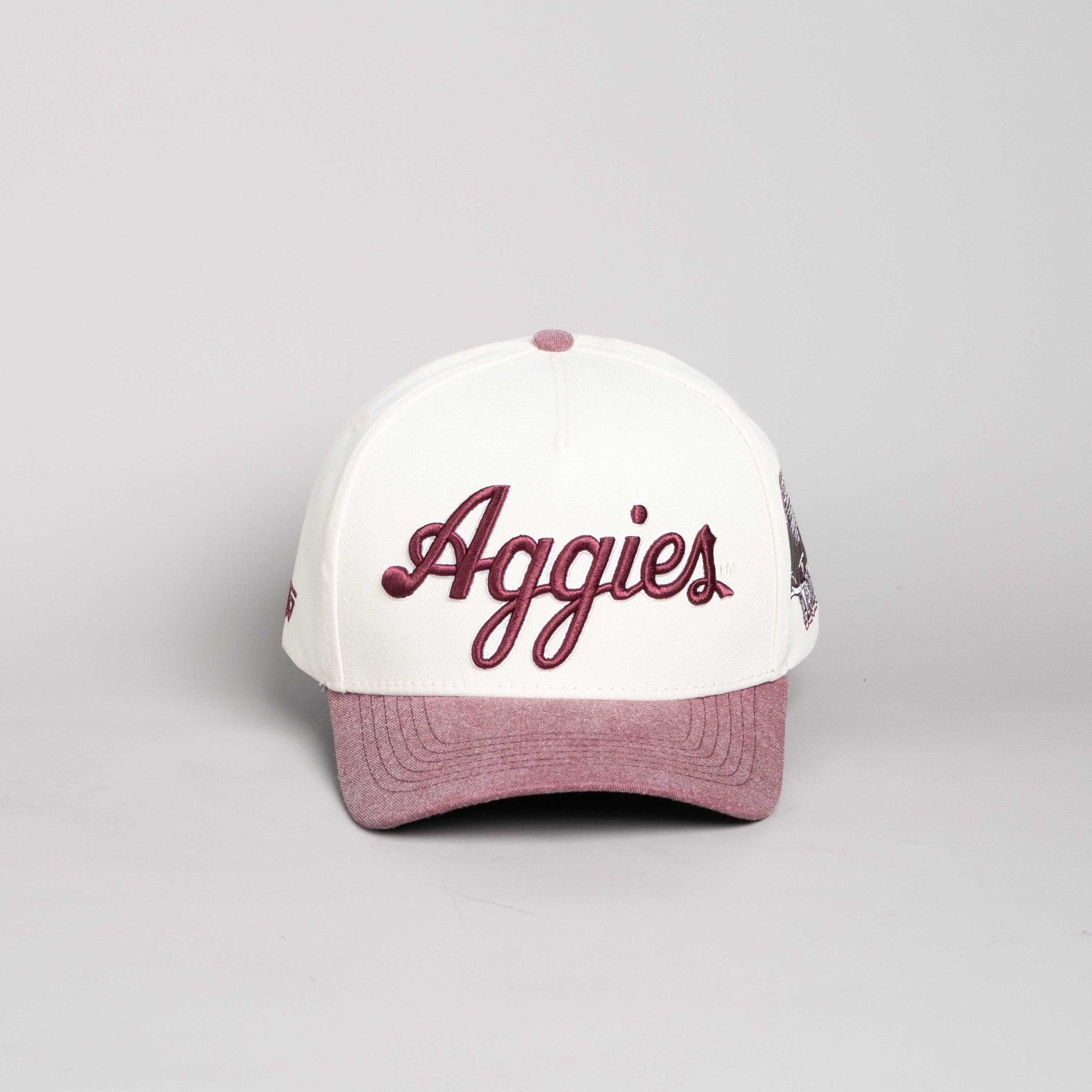 Texas A&M Aggies Hat Cream & Maroon Sun Fade Snapback - Front Panel