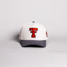 Texas Tech Double T Hat Cream Cotton Charcoal Brim Raider Power Patch Snapback - Front Panel