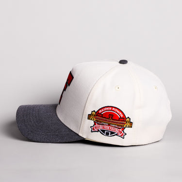 Texas Tech Double T Hat Cream Cotton Charcoal Brim Raider Power Patch Snapback - Side Patch