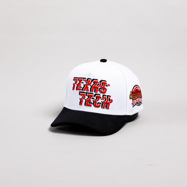 Texas Tech Red Raiders Hat White & Black Corduroy Stadium Pulse Snapback - Angled View