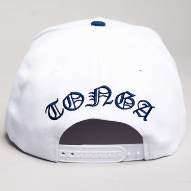 Tonga Hat White Navy Block T Snapback - Back View