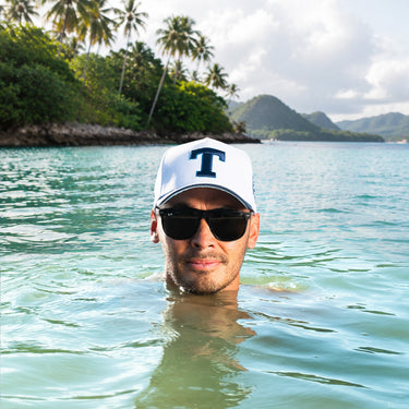 Tonga Hat White Navy Block T Snapback - On Model Lifestyle