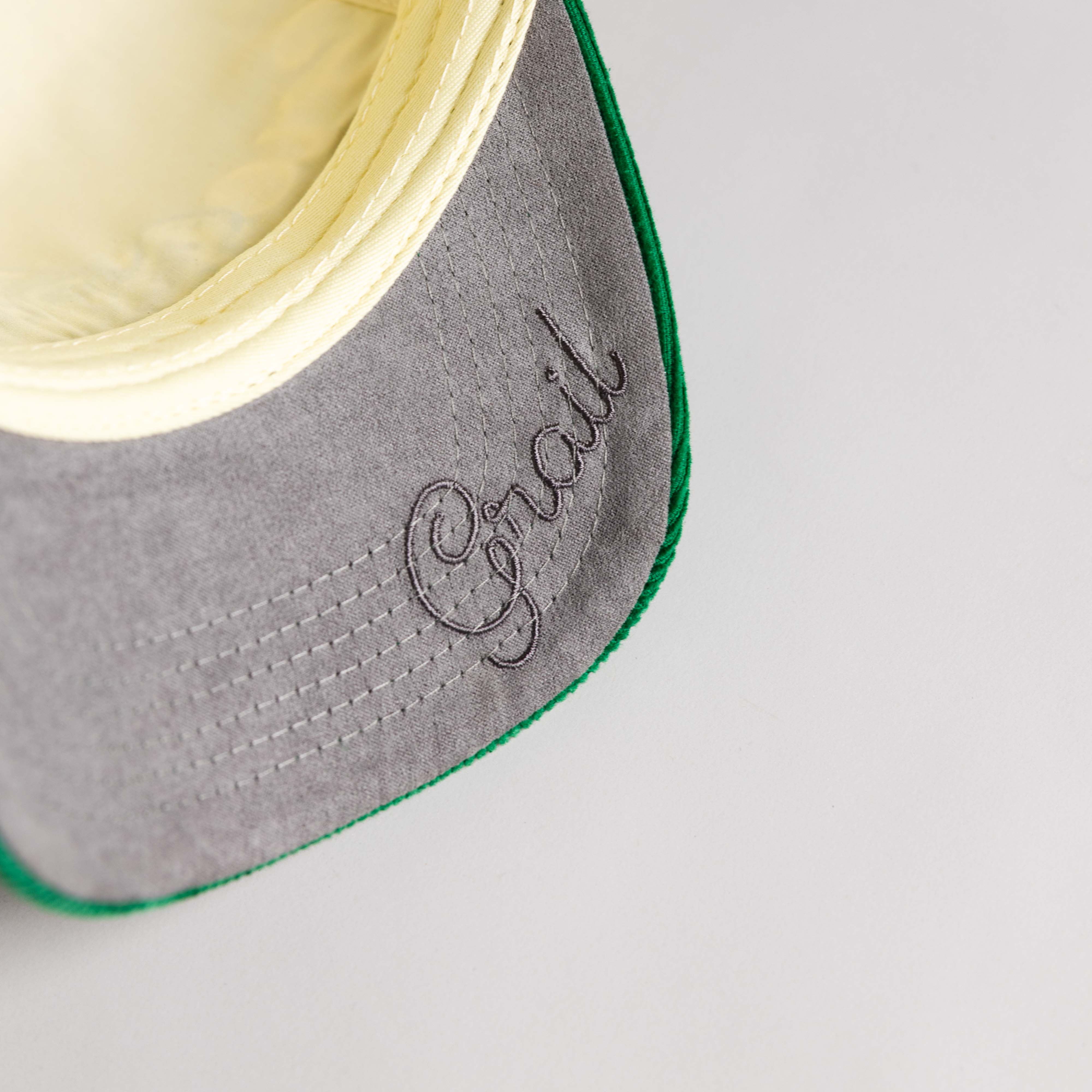 Tulane Green Wave Hat Cream & Green Corduroy Stacked Script - Underbrim Detail