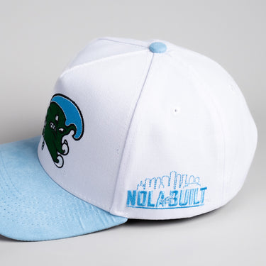 Tulane Green Wave Hat White & Powder Blue Nola Built Snapback - Back View
