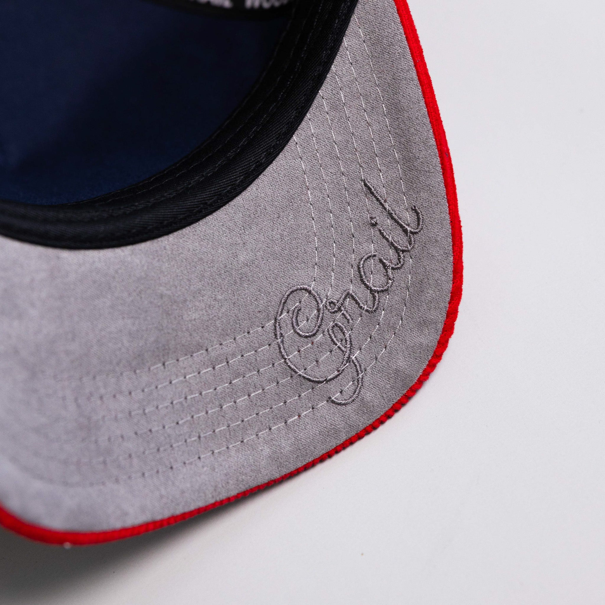 USA Shooting Star Hat Navy & Red Corduroy Snapback - Underbrim Detail