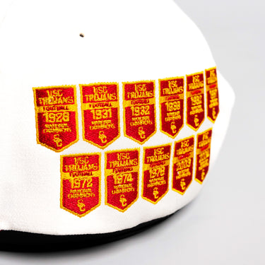 USC Trojans Hat Cream and Cardinal Football Banners Snapback - Side Patch Detail
