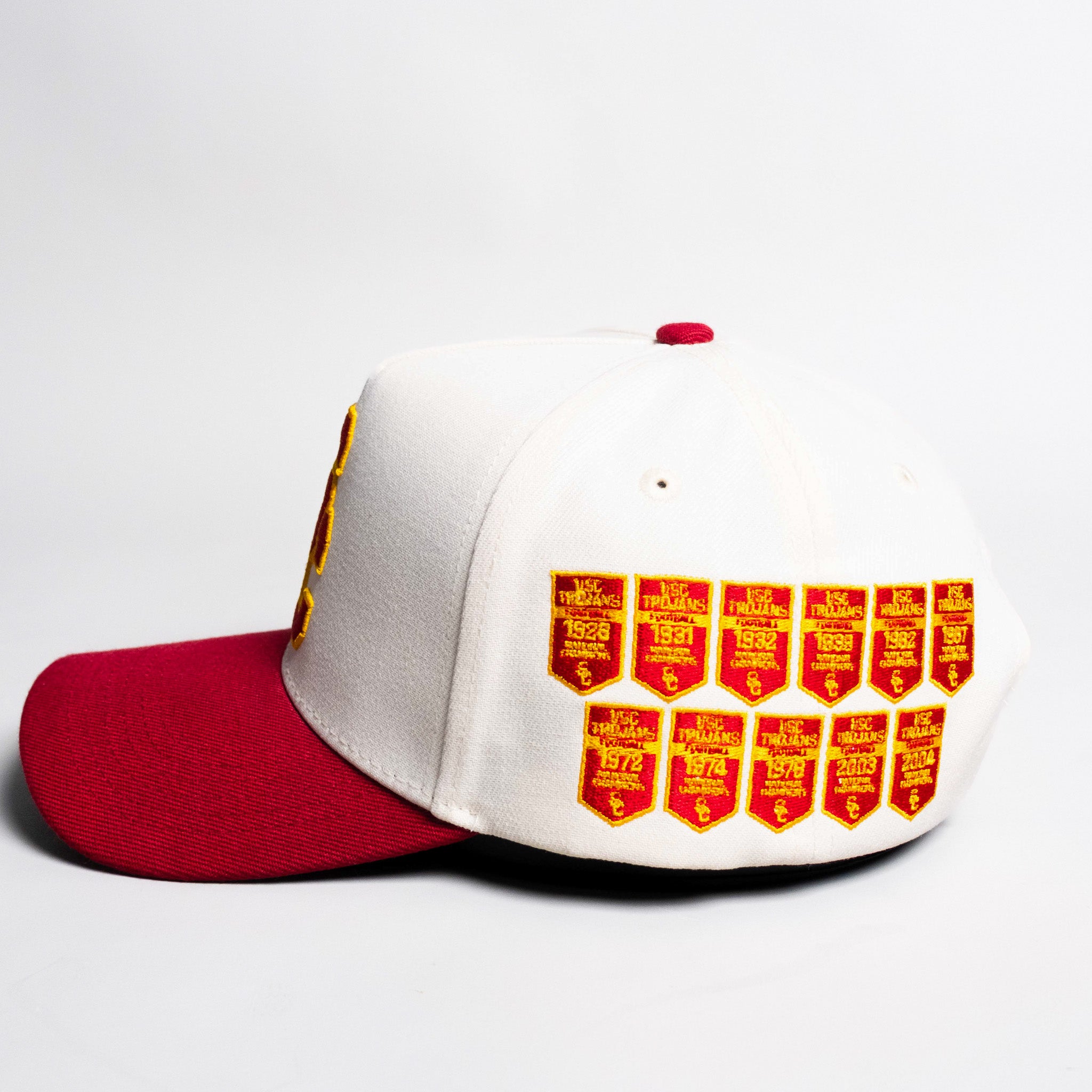 USC Trojans Hat Cream and Cardinal Football Banners Snapback - Side Patch