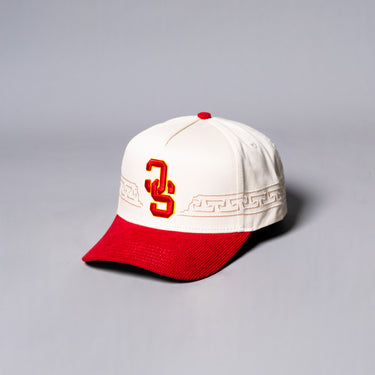 USC Trojans Hat Cream & Cardinal Flipped SC Script - Angled View