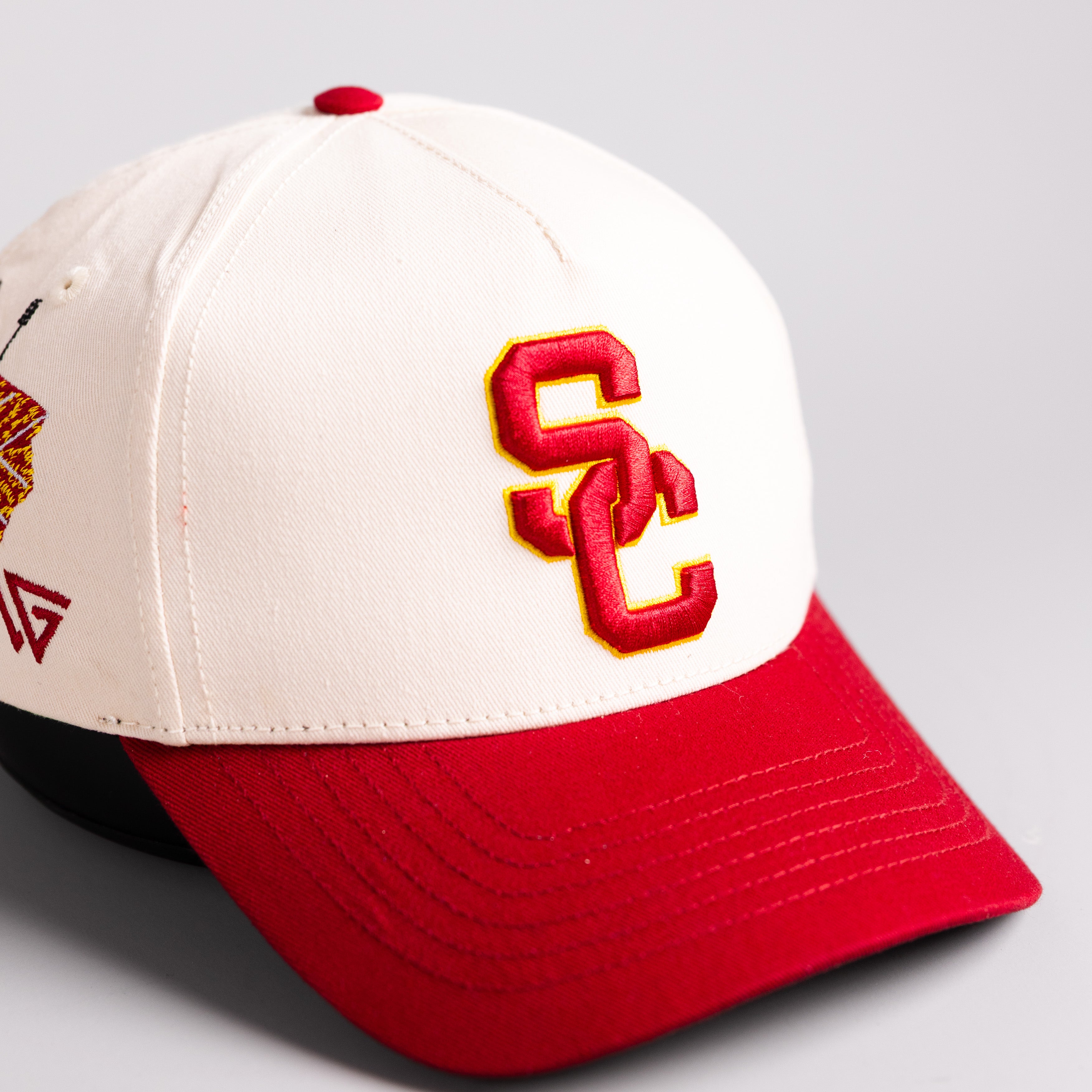 USC Trojans Hat Cream & Cardinal Memorial Coliseum - Angled View