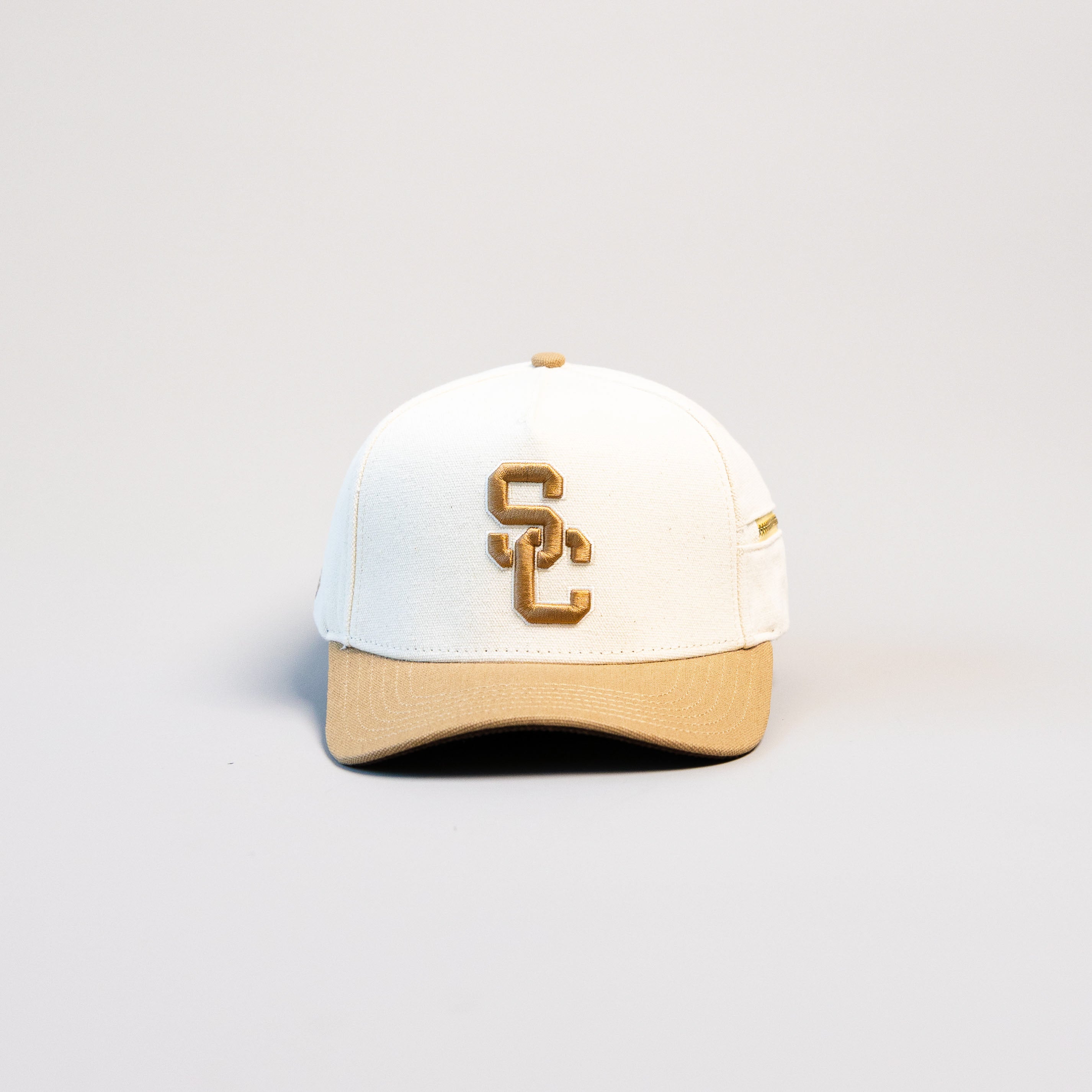 USC Trojans Hat Cream & Tan Jobsite Snapback - Front Panel