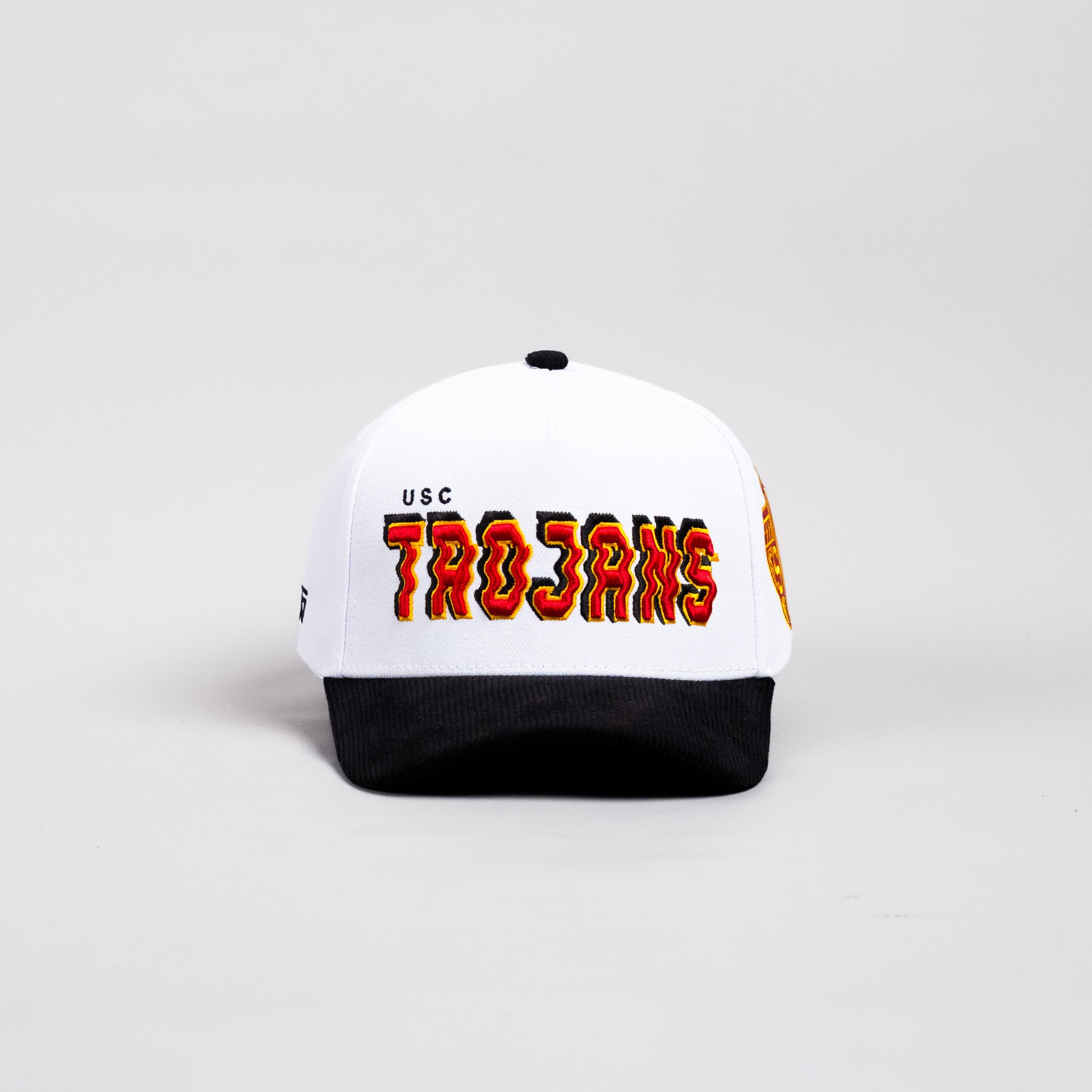 USC Trojans Hat White & Black Corduroy Stadium Pulse Snapback - Front Panel