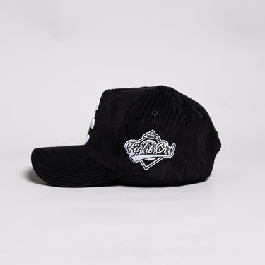 USC Trojans Interlock Hat Black Corduroy White Logo Side Patch Snapback - Side Patch