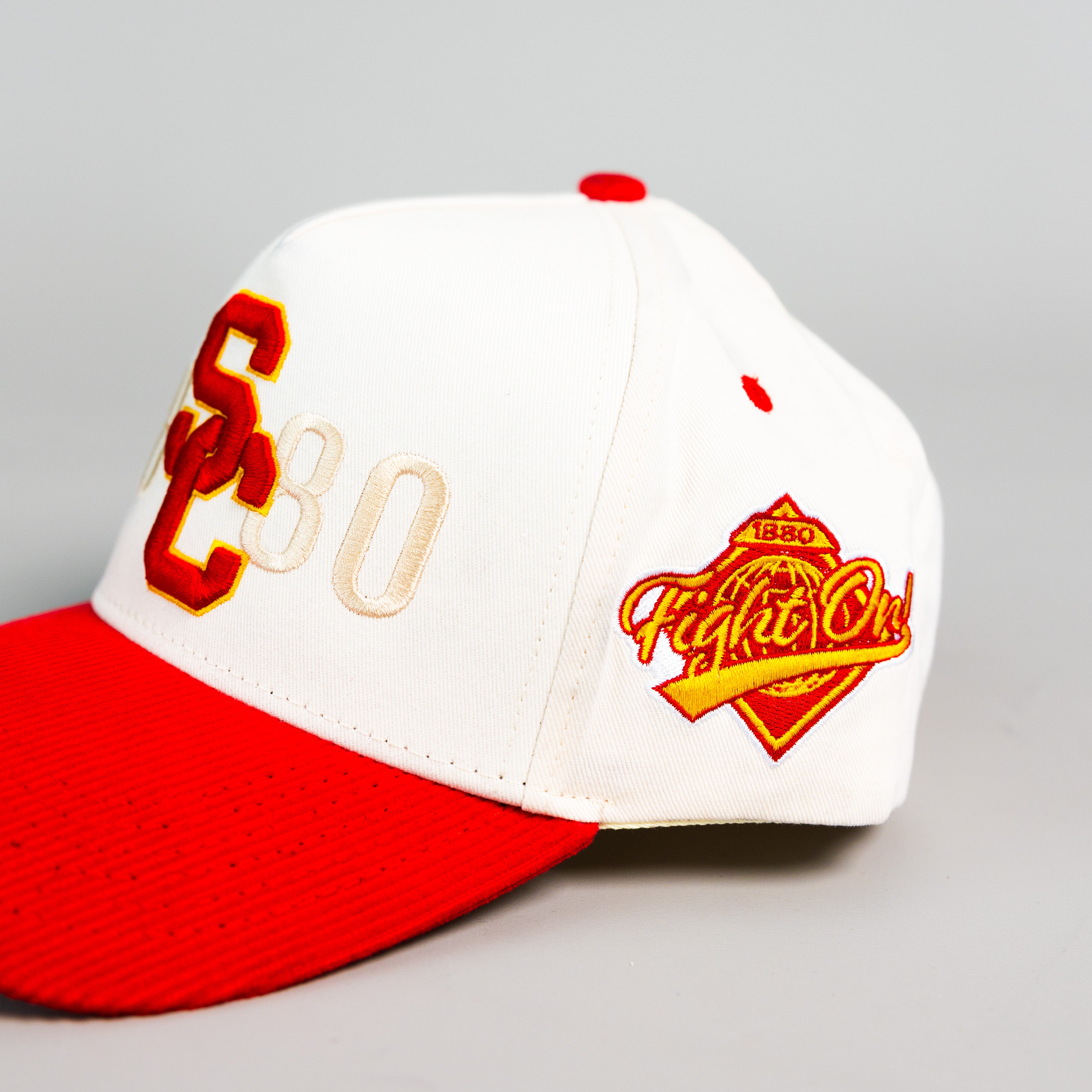 USC Trojans Kids Hat Cream & Cardinal 1880 Snapback - Side Patch