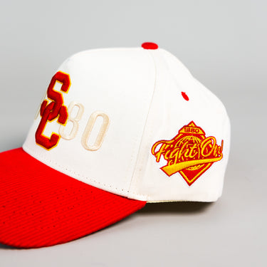 USC Trojans Kids Hat Cream & Cardinal 1880 Snapback - Side Patch
