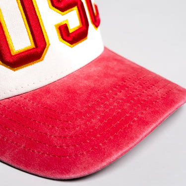 USC Trojans Sun Fade Hat Cream Cardinal Suede Snapback - Brim Fade Detail