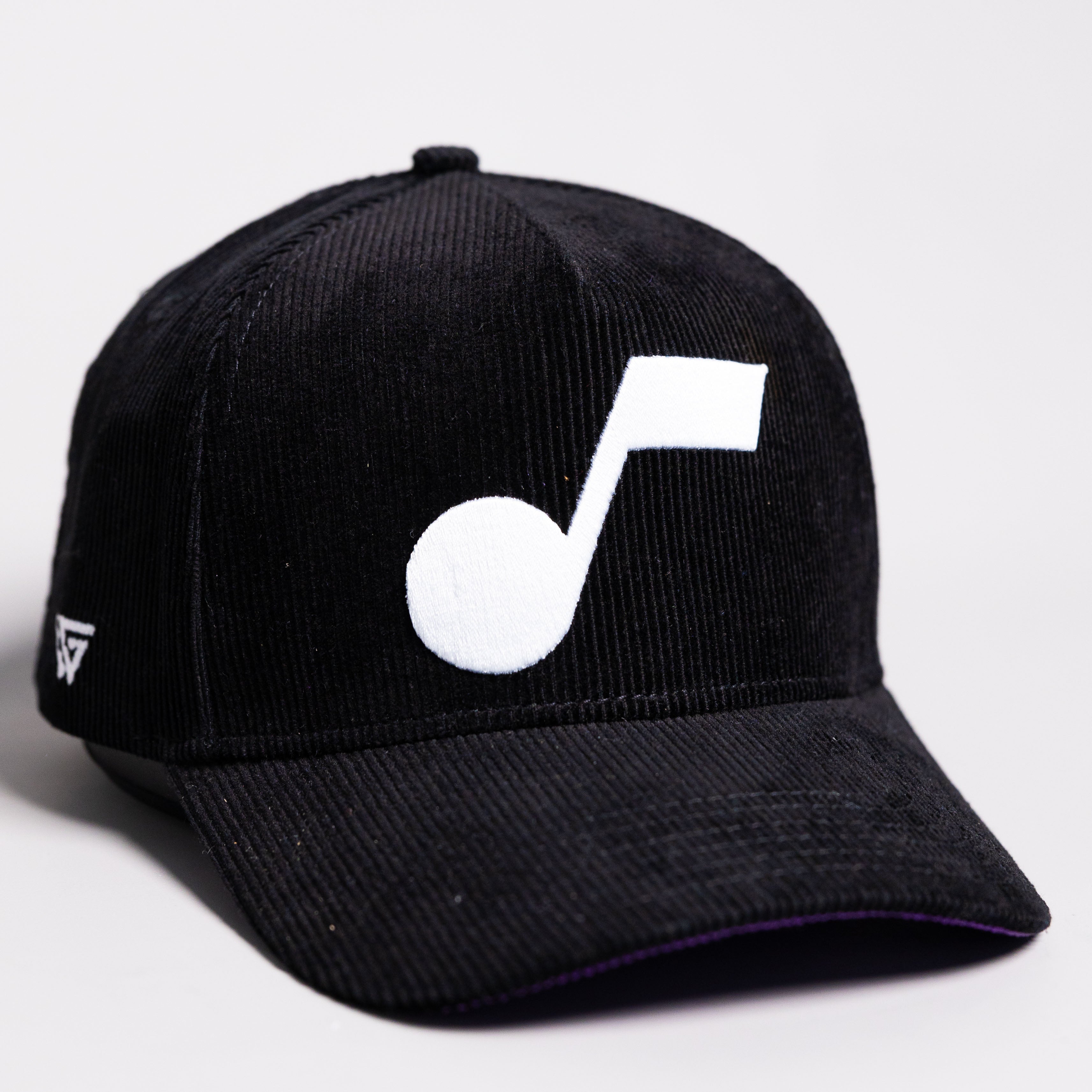 Utah Jazz Hat Black Corduroy Music Note Snapback - Angled View