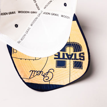 Utah State Aggies Hat Cream & Navy Courtside Snapback - Underbrim Detail