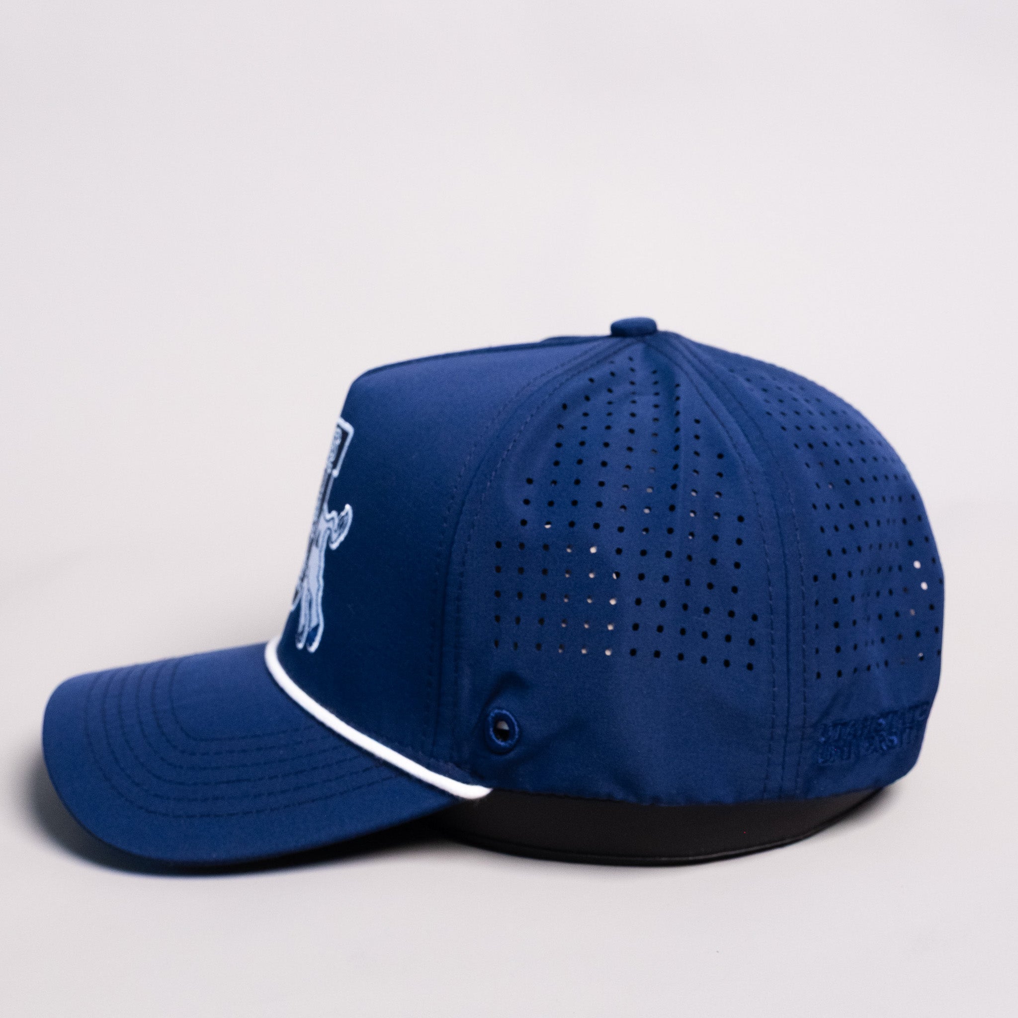 Utah State Aggies Hat Navy Tee Box Performance Rope Snapback - Side View