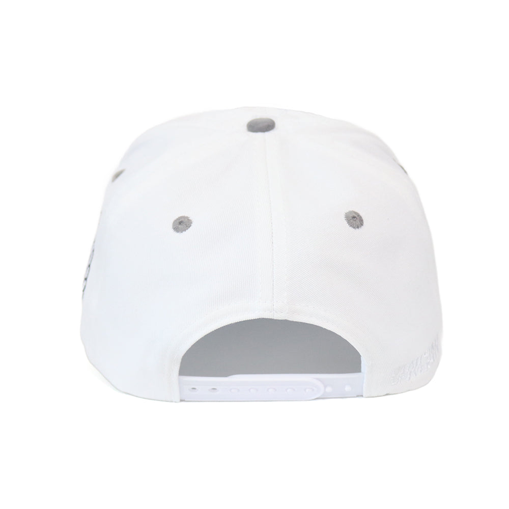 Utah State Aggies Hat White & Grey Suede Vintage Bull Snapback - Back View
