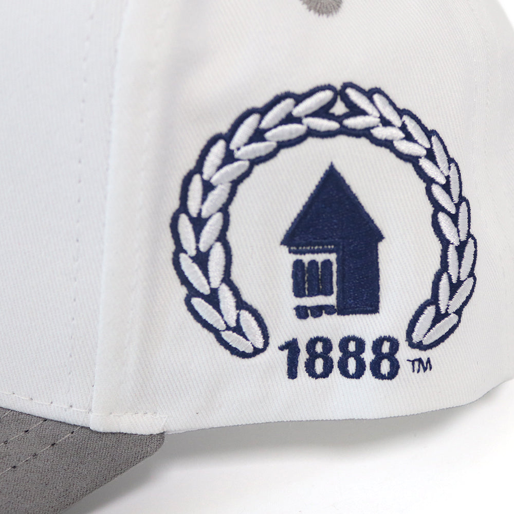 Utah State Aggies Hat White & Grey Suede Vintage Bull Snapback - Side Patch Detail