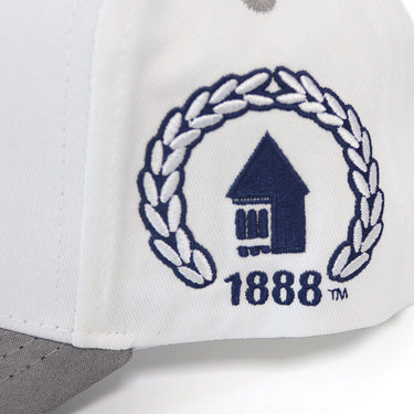 Utah State Aggies Hat White & Grey Suede Vintage Bull Snapback - Side Patch Detail