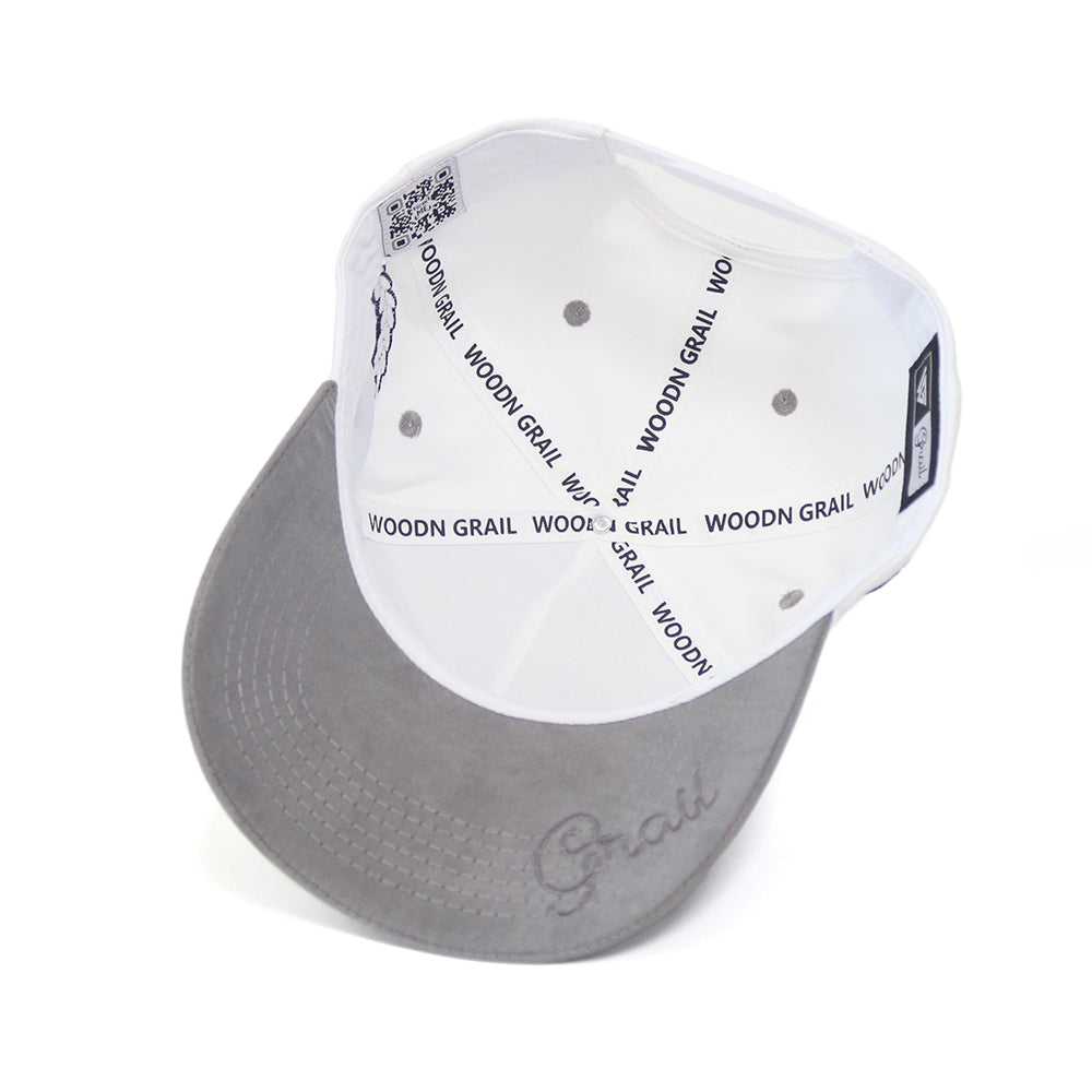 Utah State Aggies Hat White & Grey Suede Vintage Bull Snapback - Underbrim Detail