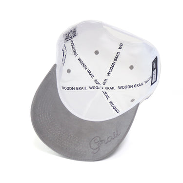 Utah State Aggies Hat White & Grey Suede Vintage Bull Snapback - Underbrim Detail
