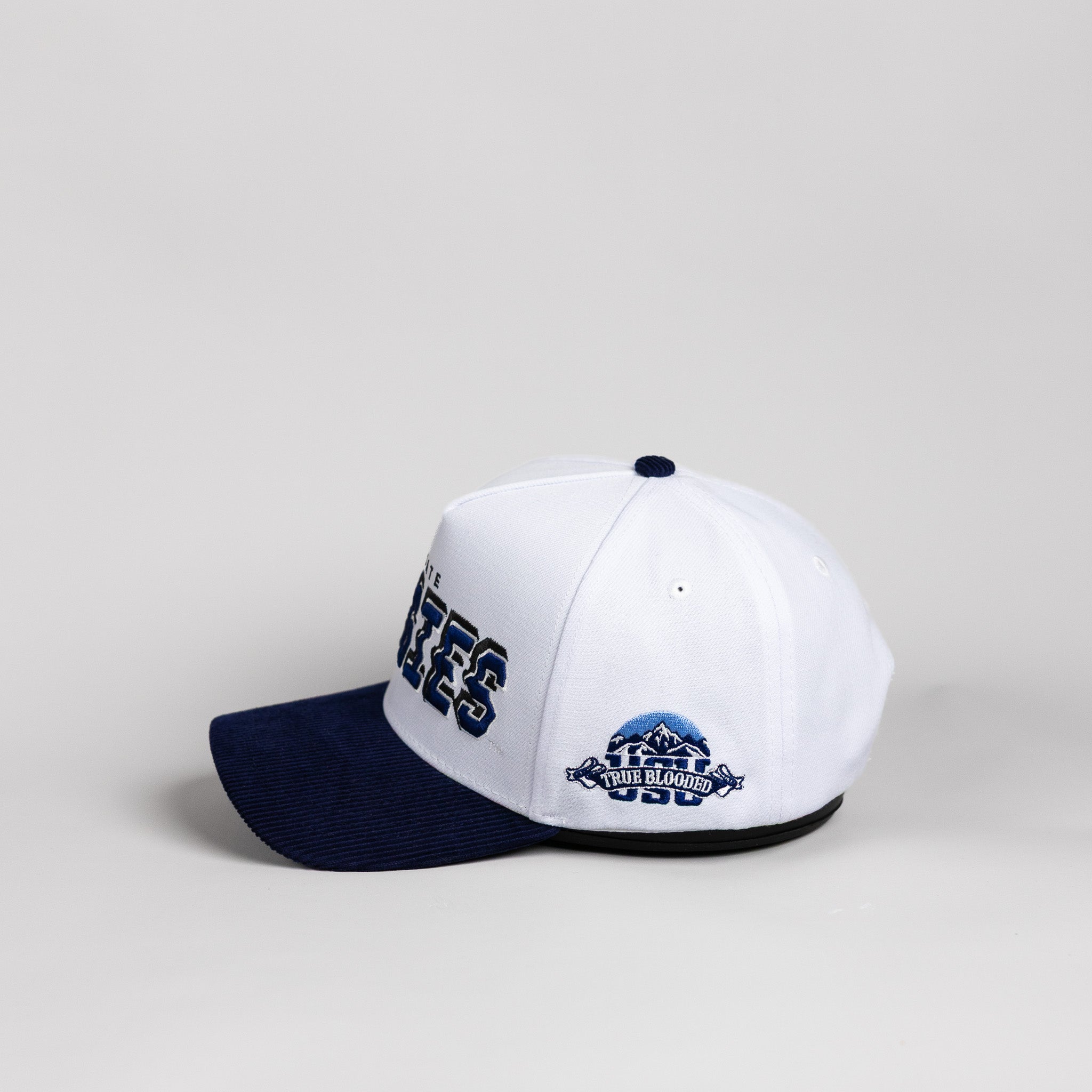 Utah State Aggies Hat White & Navy Stadium Pulse - Side Patch