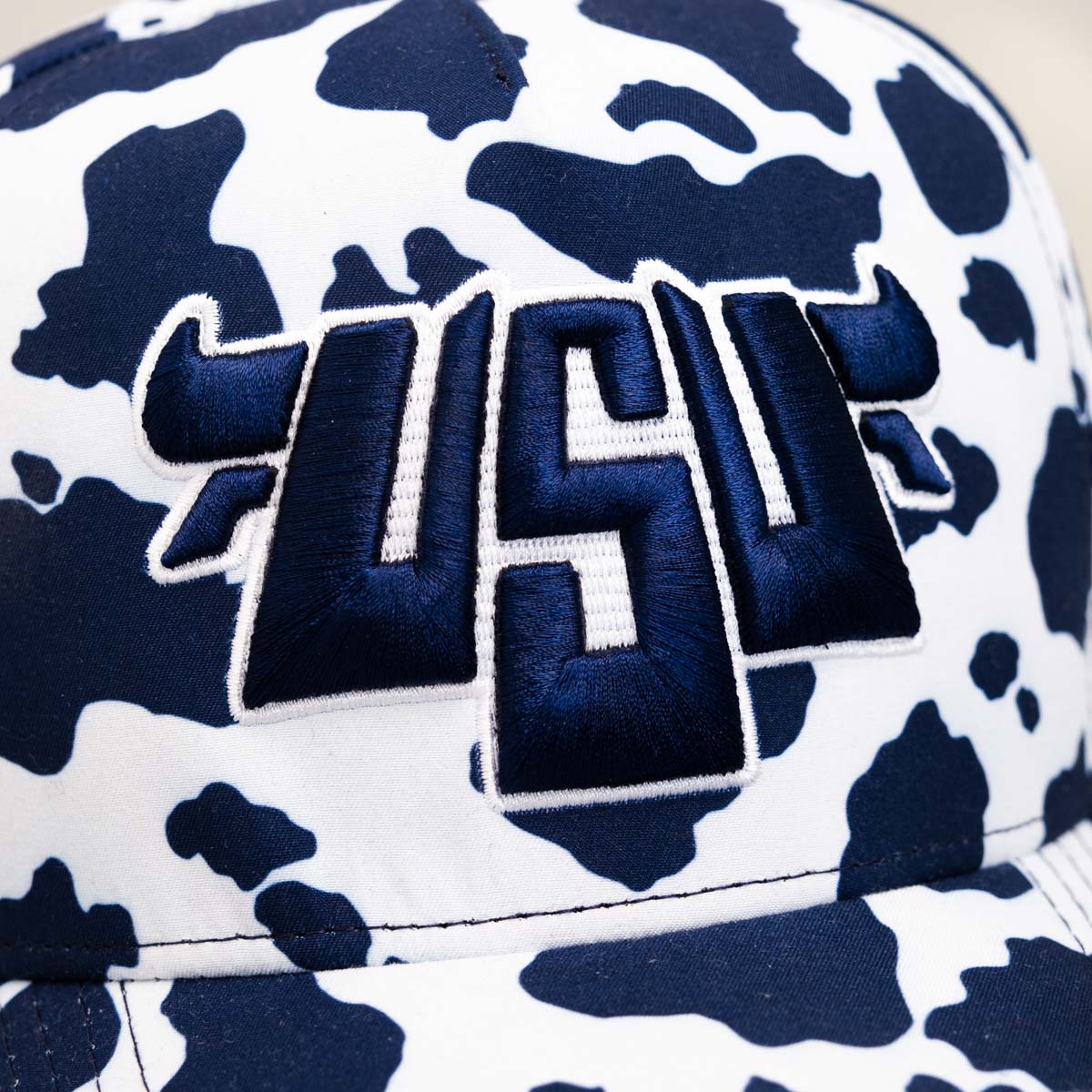 Utah State Cow Print Snapback Hat Limited Edition Aggie Hat - Front Detail