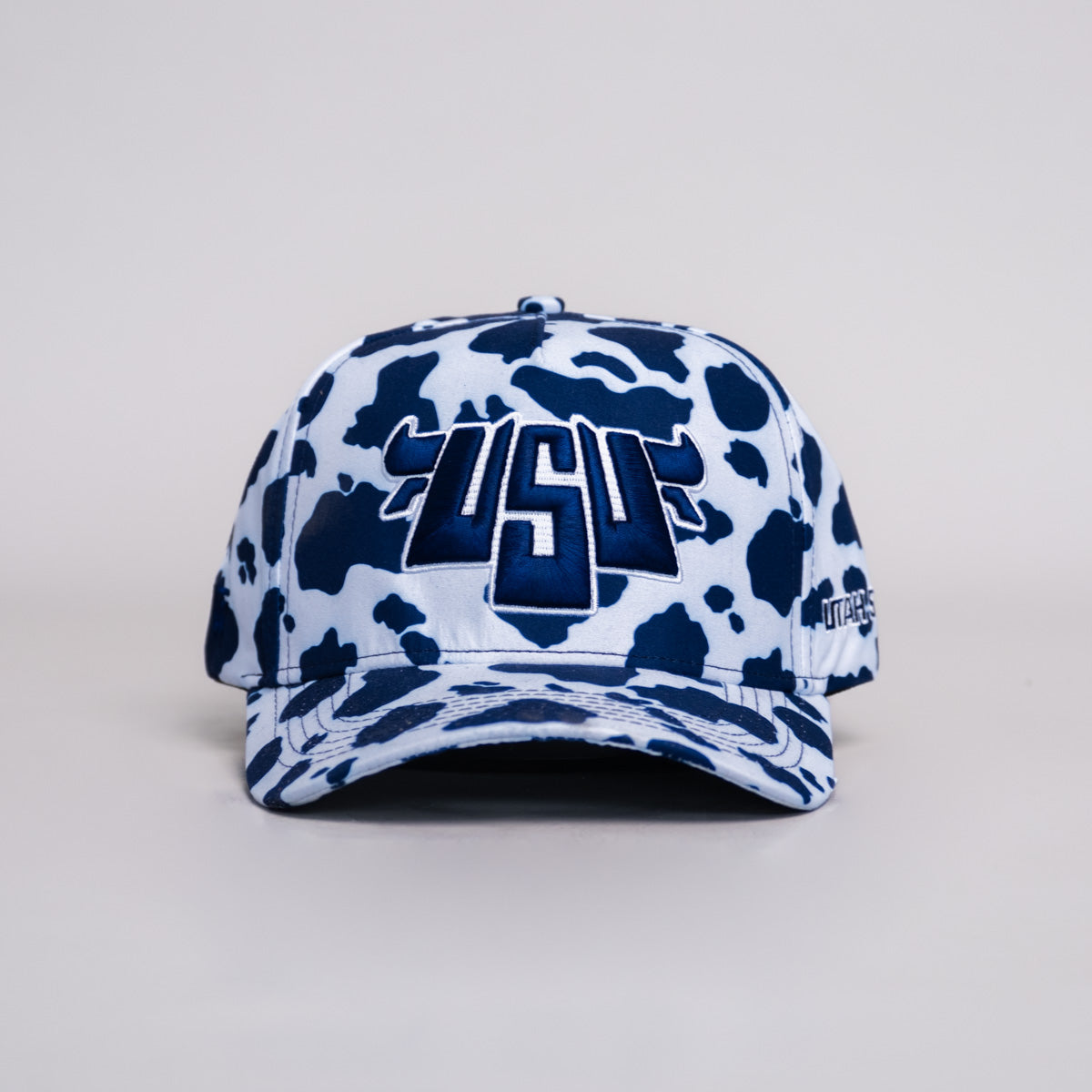 Utah State Cow Print Snapback Hat Limited Edition Aggie Hat - Front Panel