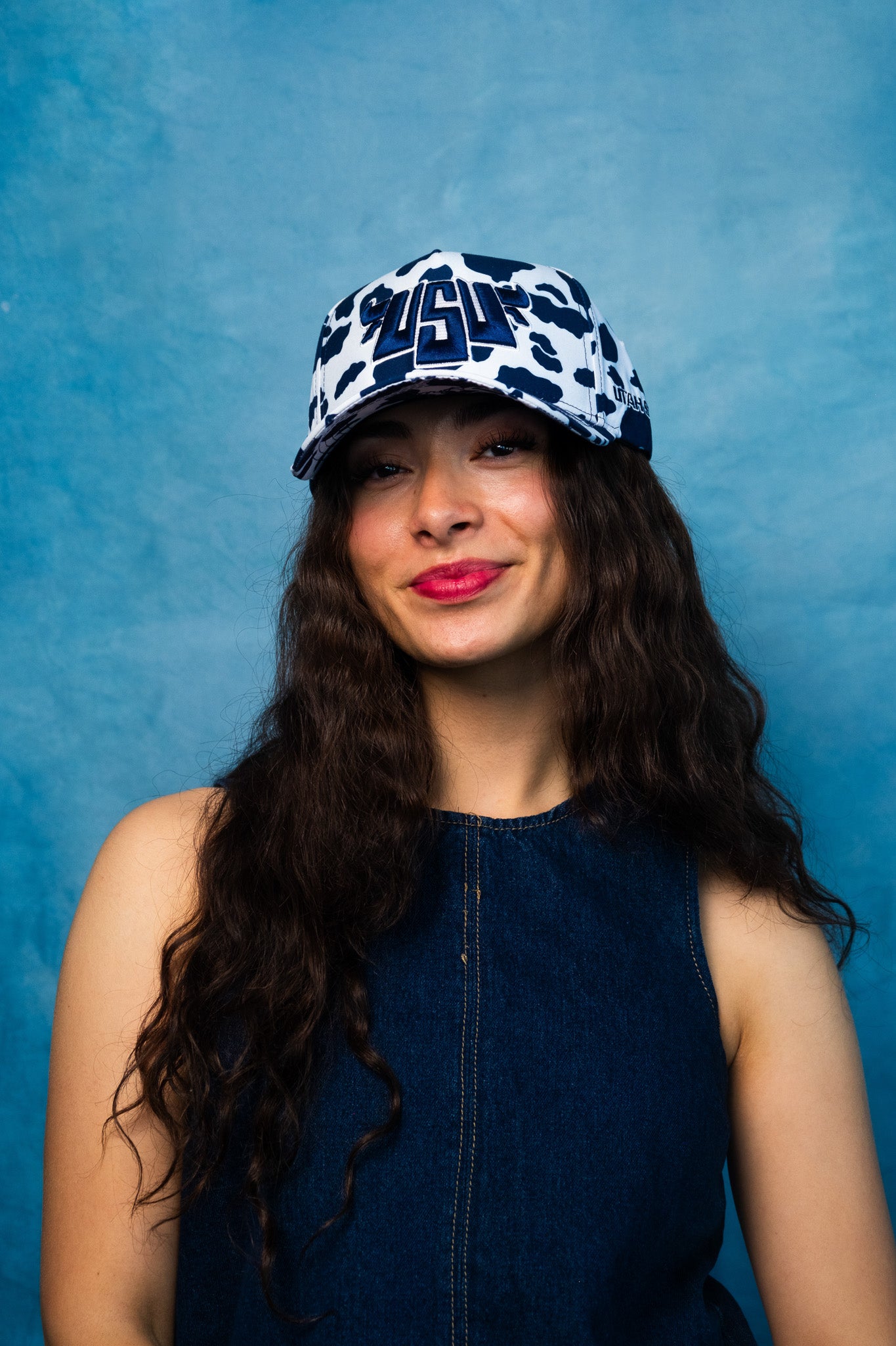 Utah State Cow Print Snapback Hat Limited Edition Aggie Hat - On Model Lifestyle