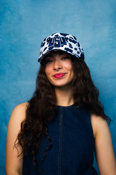 Utah State Cow Print Snapback Hat Limited Edition Aggie Hat - On Model Lifestyle