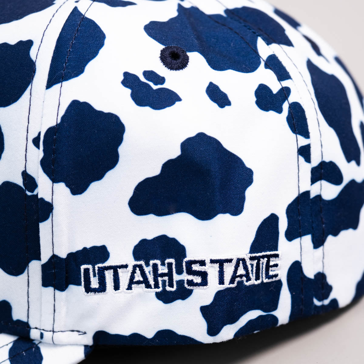 Utah State Cow Print Snapback Hat Limited Edition Aggie Hat - Side Wordmark Embroidery