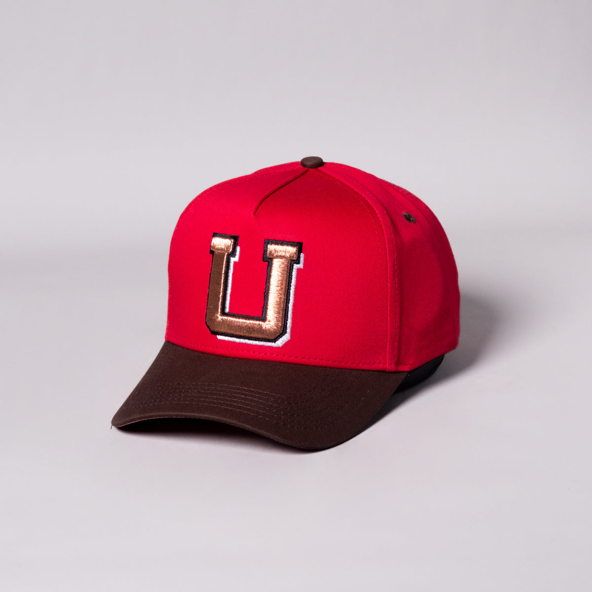 Utah Utes Bronze U Hat Red and Brown Snapback - Angled View