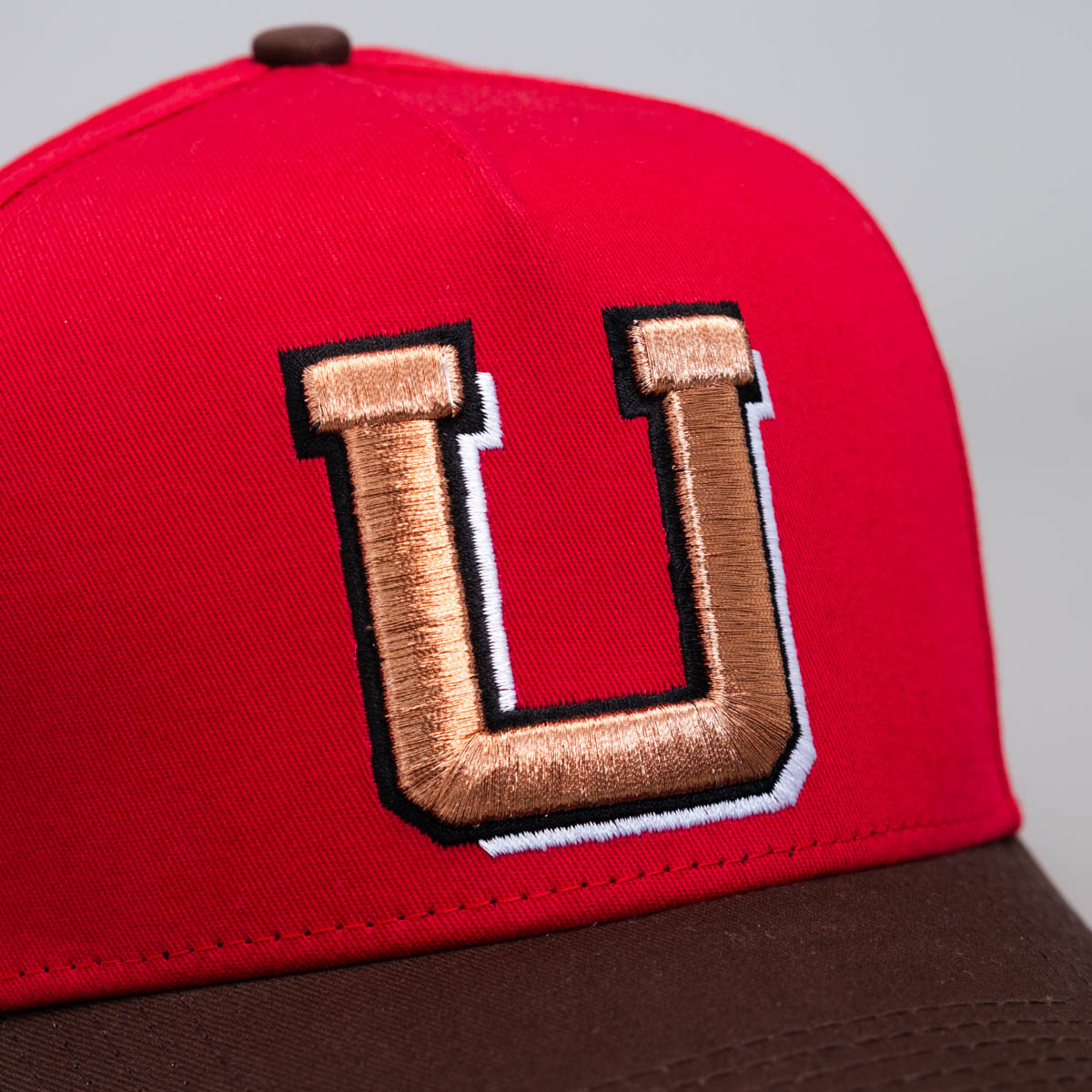 Utah Utes Bronze U Hat Red and Brown Snapback - Front Detail