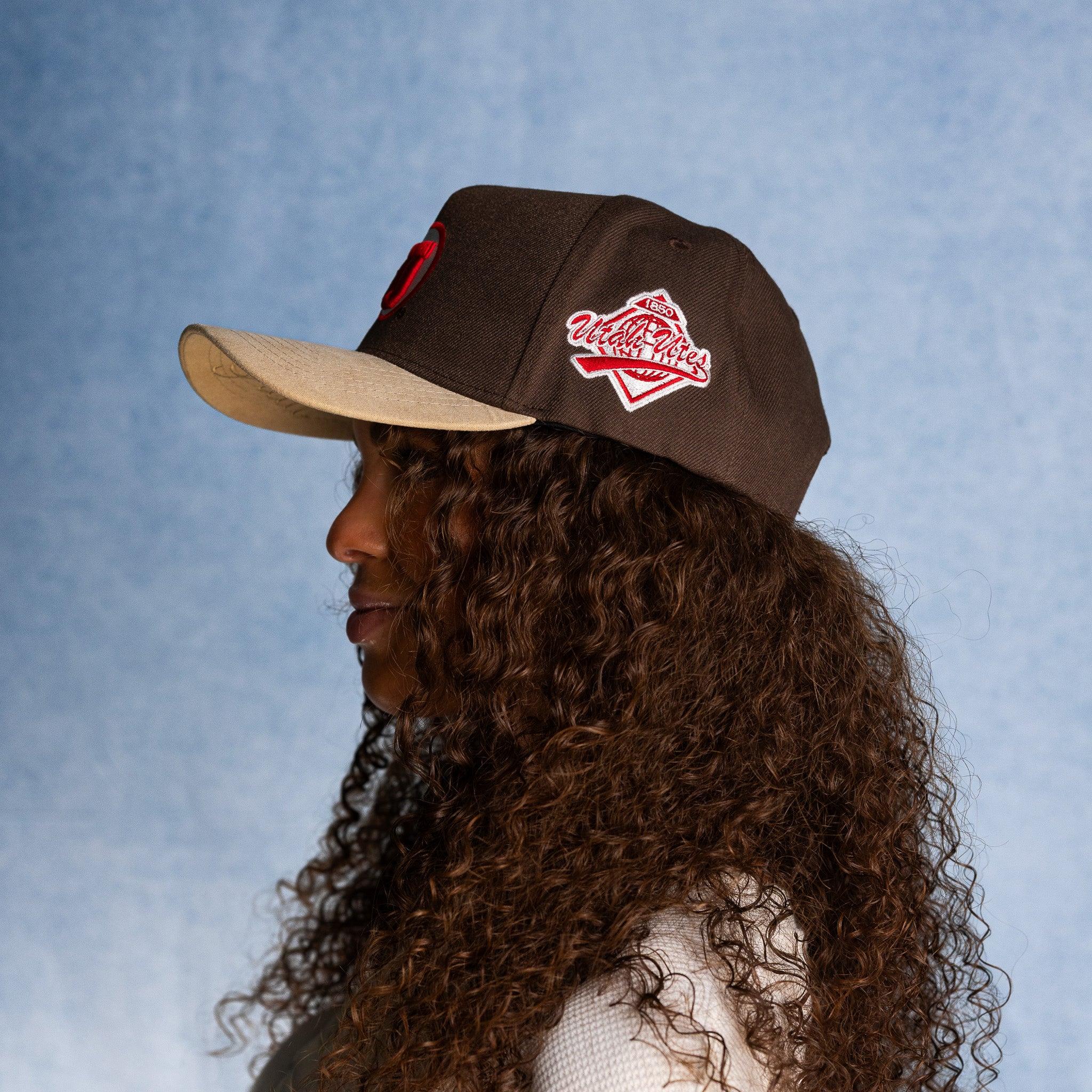 Utah Utes Hat Brown & Beige Drum and Feather Snapback - On Model Lifestyle