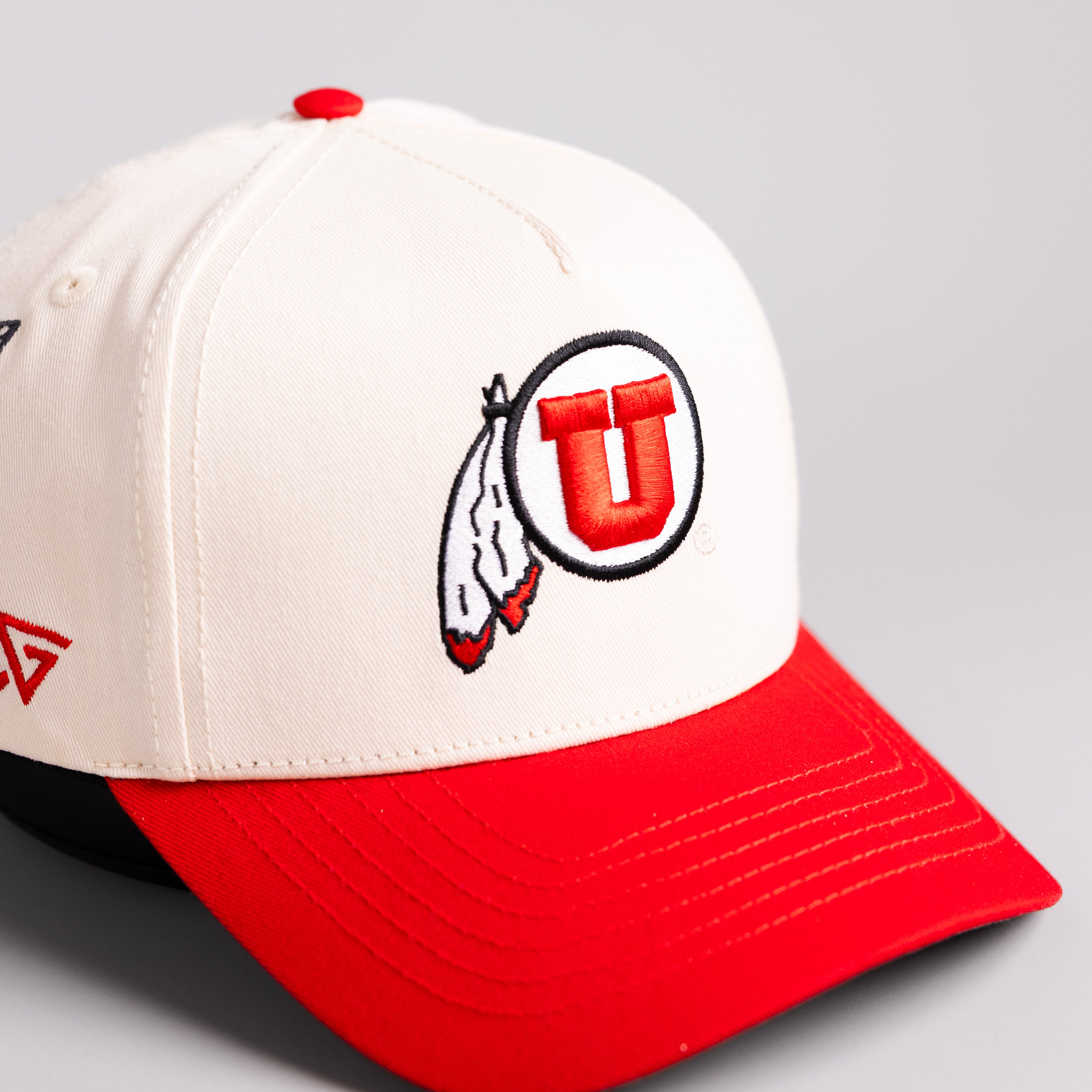 Utah Utes Hat Cream & Red Rice-Eccles Home Crowd - Angled View