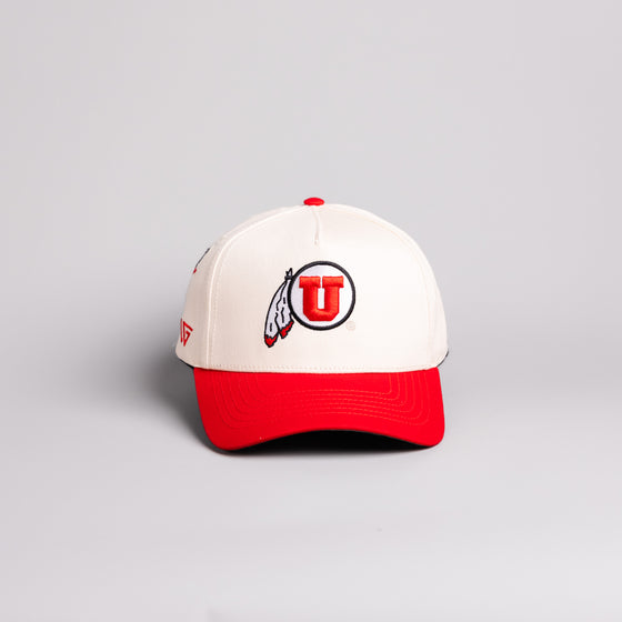 Utah Utes Hat Cream & Red Rice-Eccles Home Crowd - Front Panel