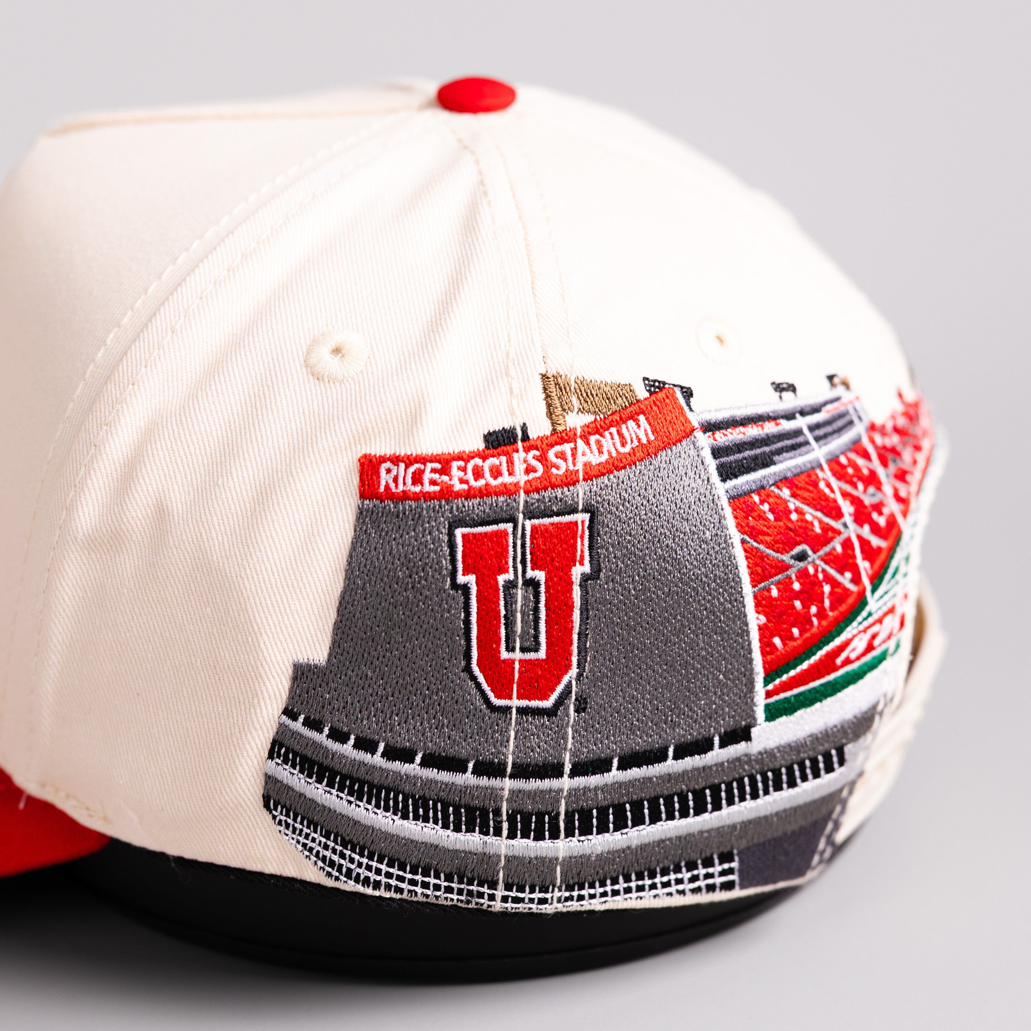 Utah Utes Hat Cream & Red Rice-Eccles Home Crowd - Side Stadium