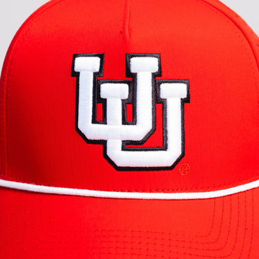 Utah Utes Hat Red Tee Box Performance Rope Snapback - Front Detail