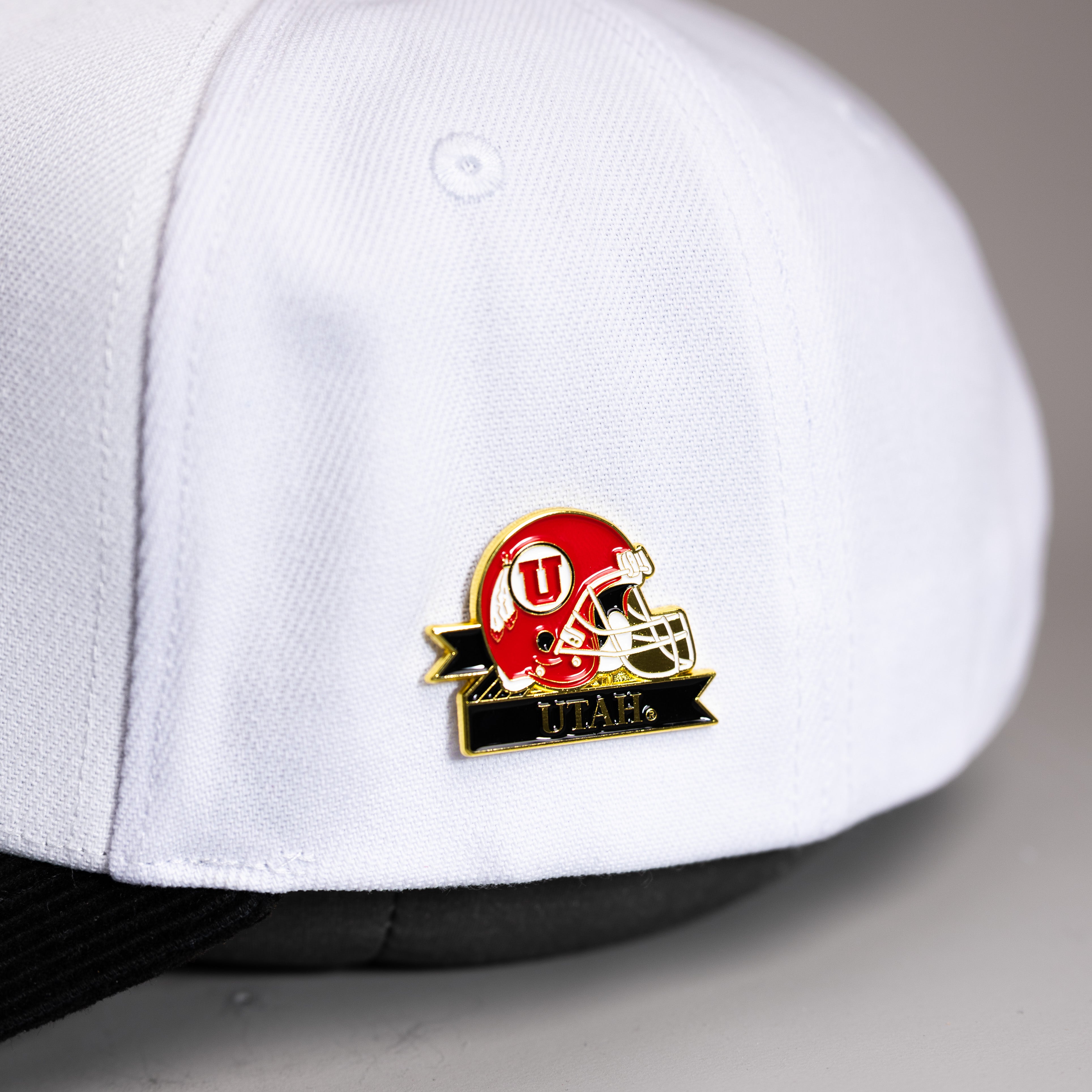Utah Utes Helmet Pin Officially Licensed Collectible - On Hat Detail