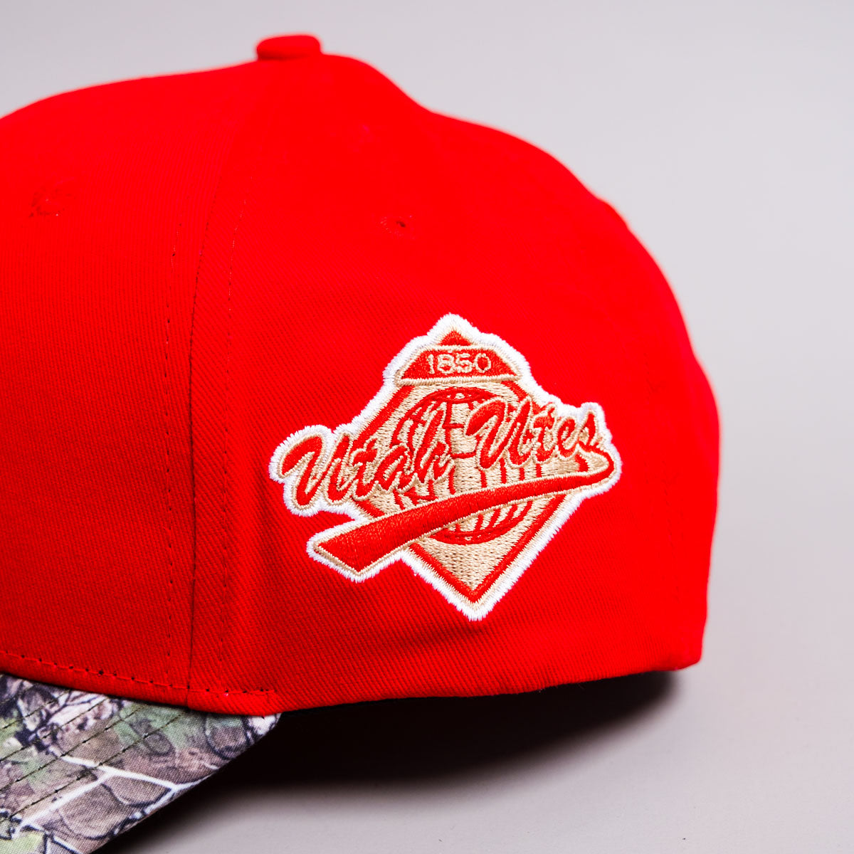 Utah Utes The U Hat Red and Camo Snapback - Side Patch Detail