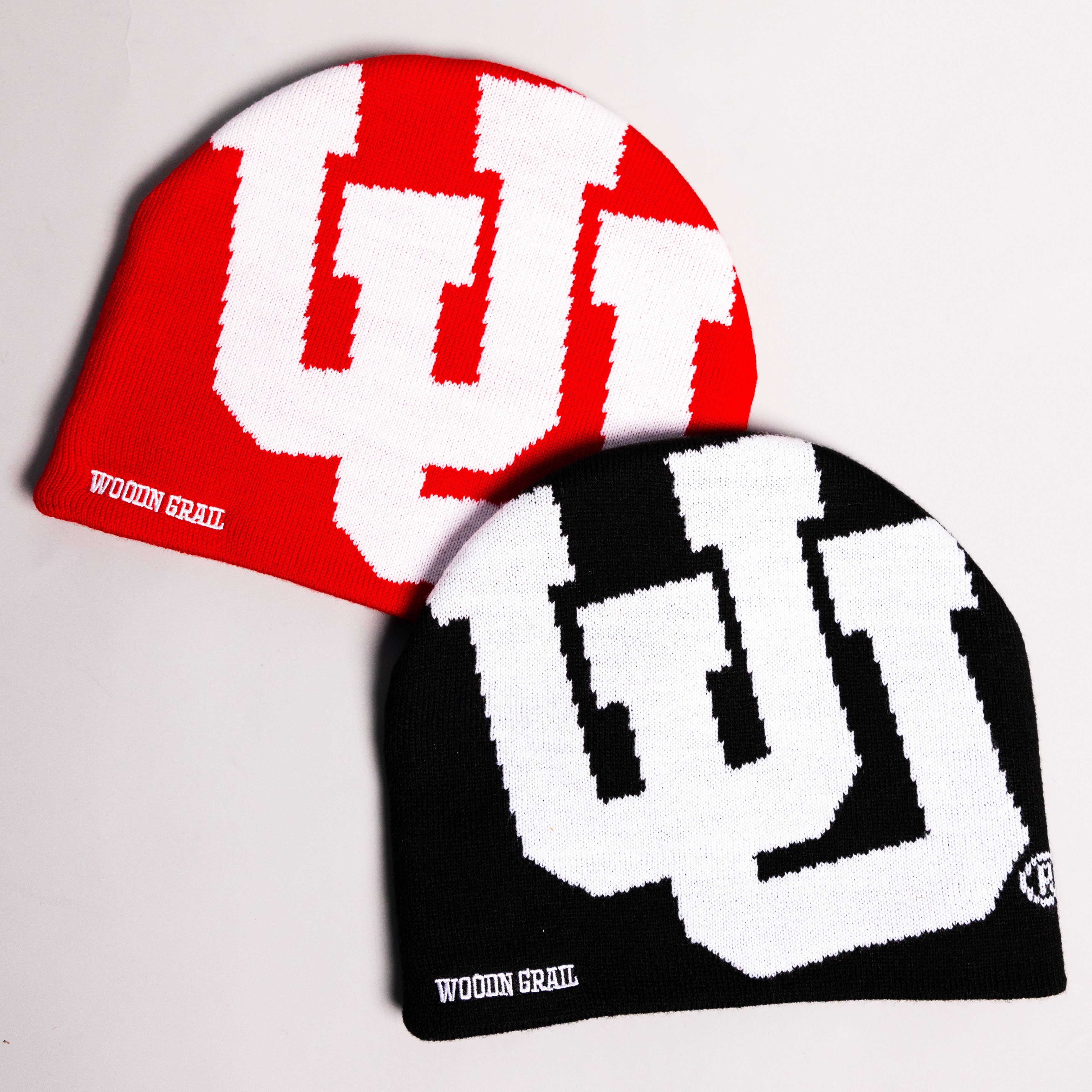 Utah Utes Tilt Beanie Black & White Interlocking UU Knit - Colorway Pair Flat Lay