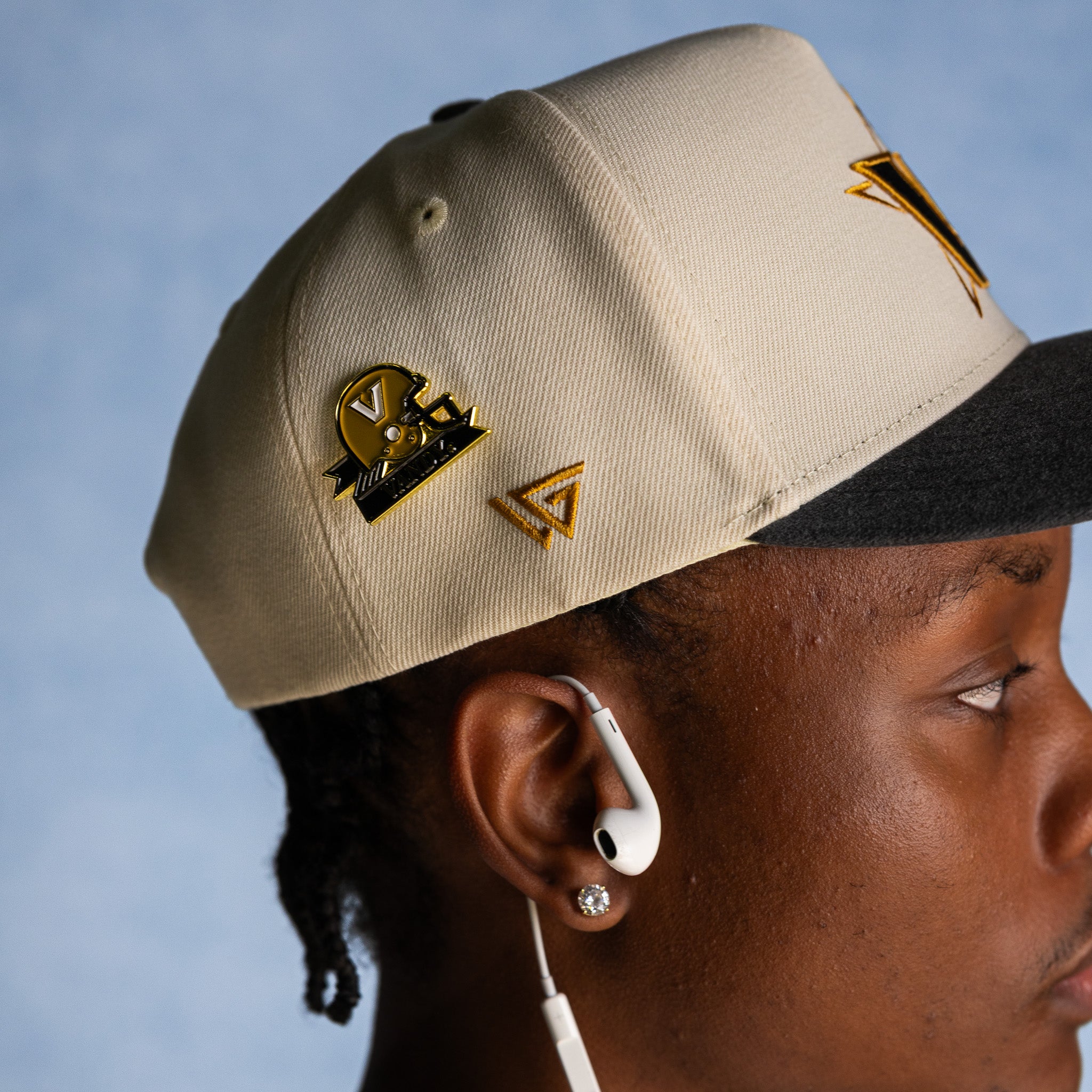 Vanderbilt Commodores Hat Cream & Black Sun Fade Snapback - On Model Lifestyle C