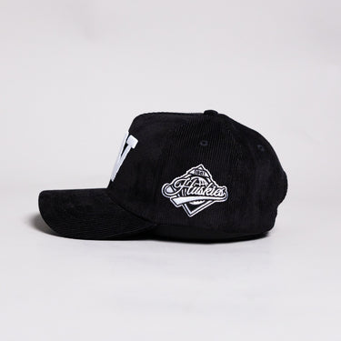 Washington Huskies Hat Black Corduroy Blacktop Snapback - Side Patch