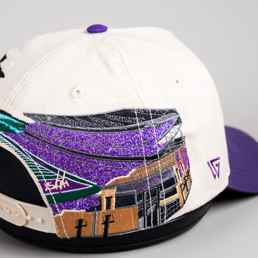 Washington Huskies Hat Cream & Purple Home Crowd Snapback - Stadium Detail