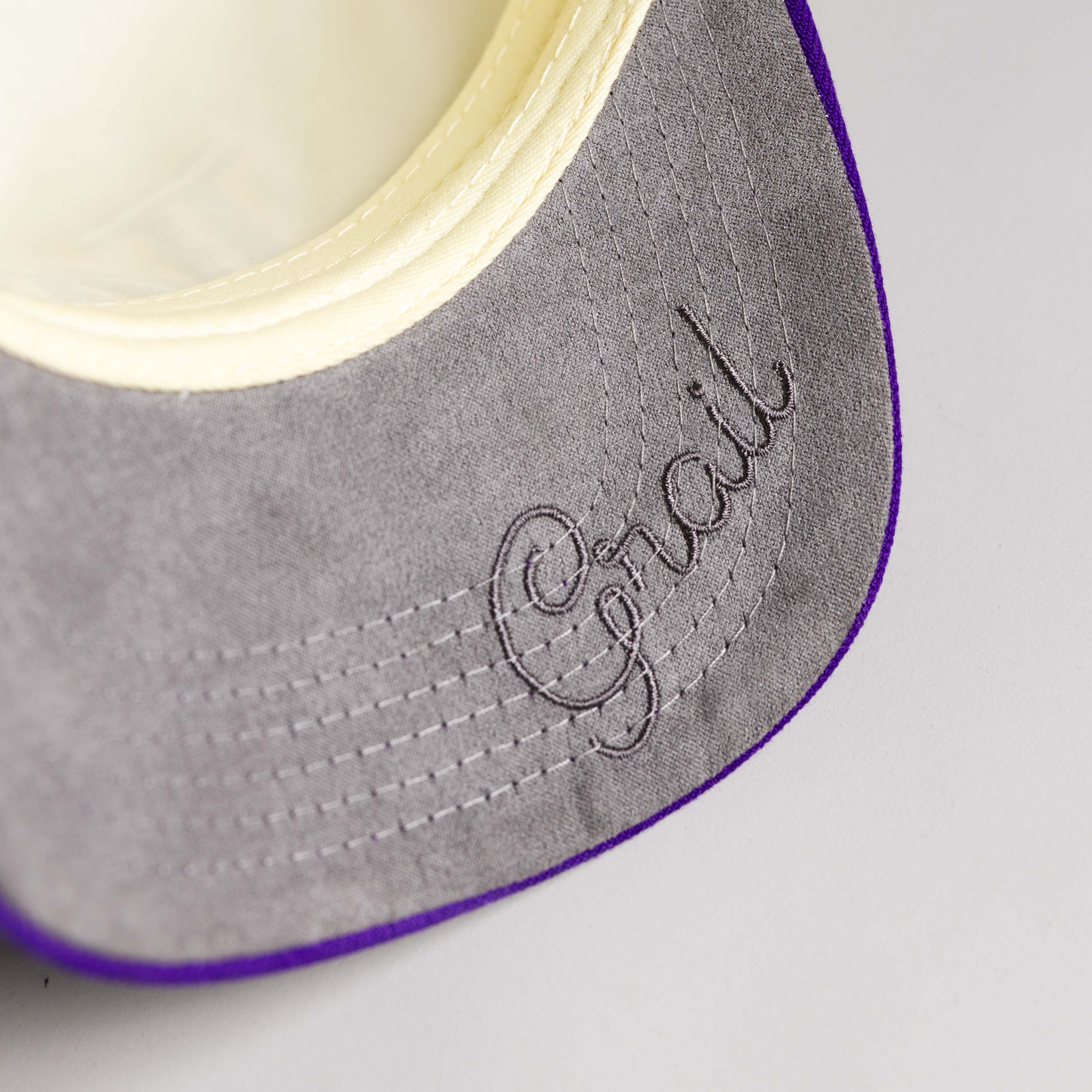 Washington Huskies Hat Cream & Purple Side Stadium Patch Snapback - Underbrim Detail
