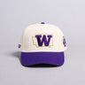 Washington Huskies Hat Cream & Purple UW State Snapback - Front Panel