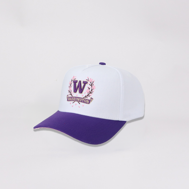 Washington Huskies Hat White & Purple Cherry Blossom Snapback - Angled View