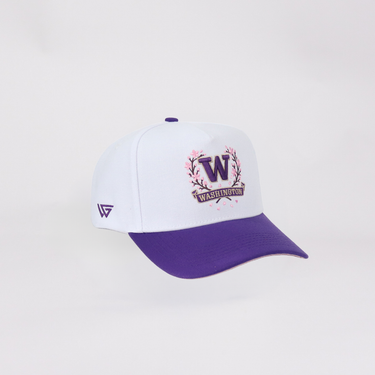 Washington Huskies Hat White & Purple Cherry Blossom Snapback - Angled View